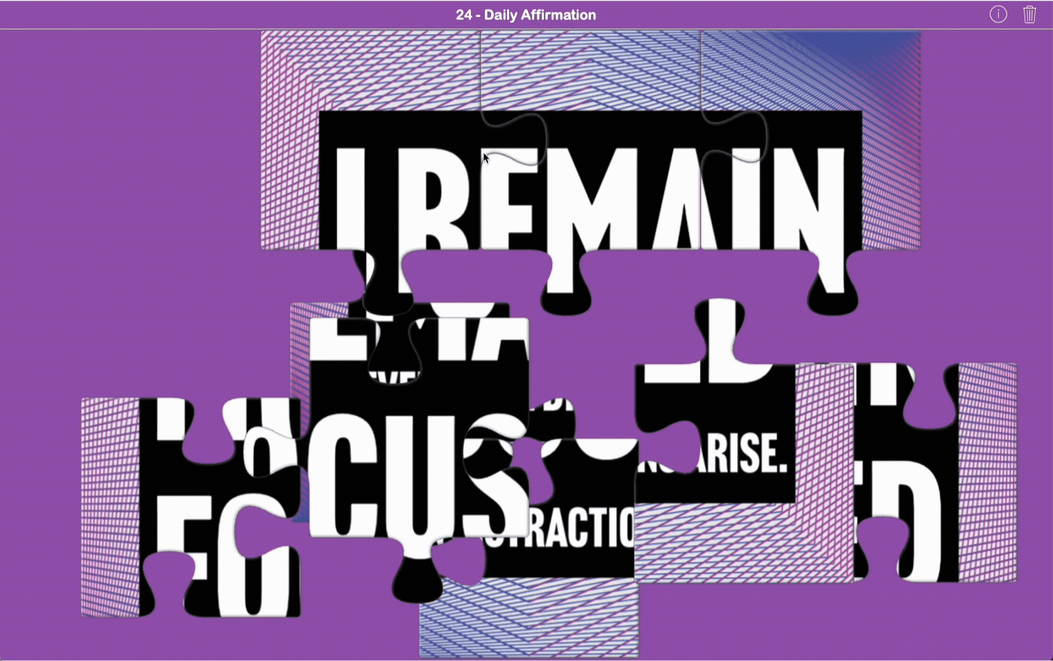 Interactive jigsaw puzzle activity in BookWidgets that reveals a positive daily affirmation for students