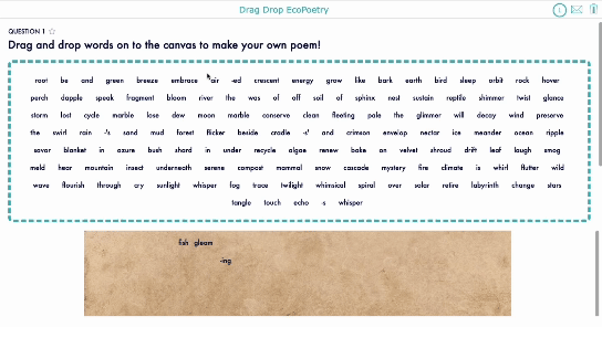 Animated digital magnetic poetry activity for composing poetry