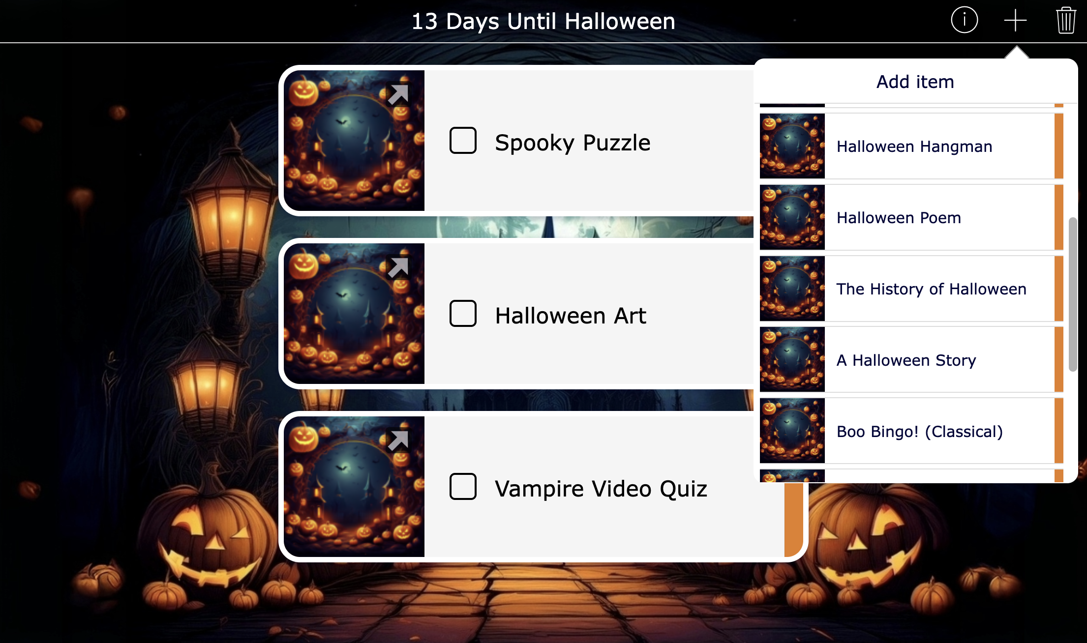 Halloween Countdown Calendar - Themed lesson plan for teaching about holidays