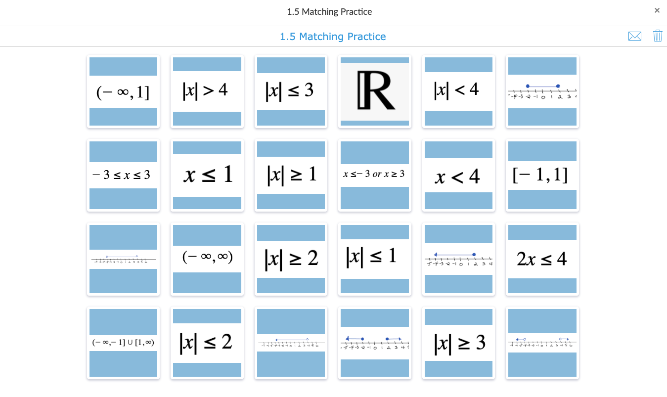 Pair Matching widget with inequality and interval notation matching – Brian White