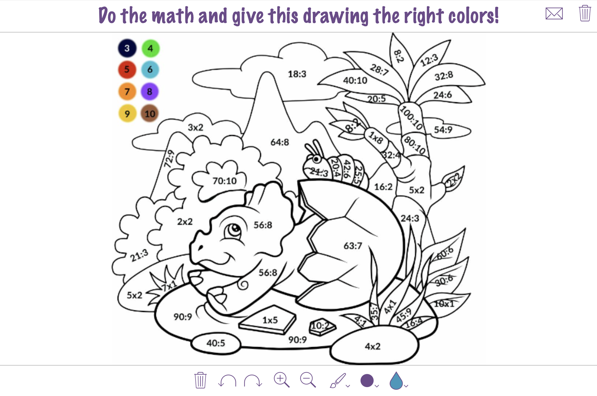 Dinosaur Paint by Arithmetic - Themed lesson plan for teaching arithmetic