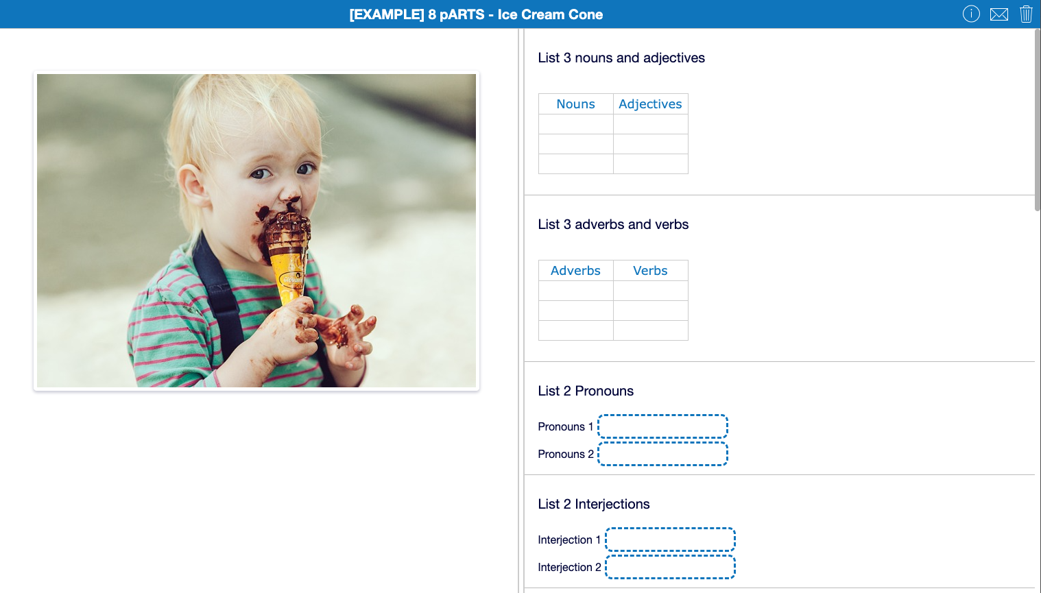 8 pARTS EduProtocol example activity in BookWidgets