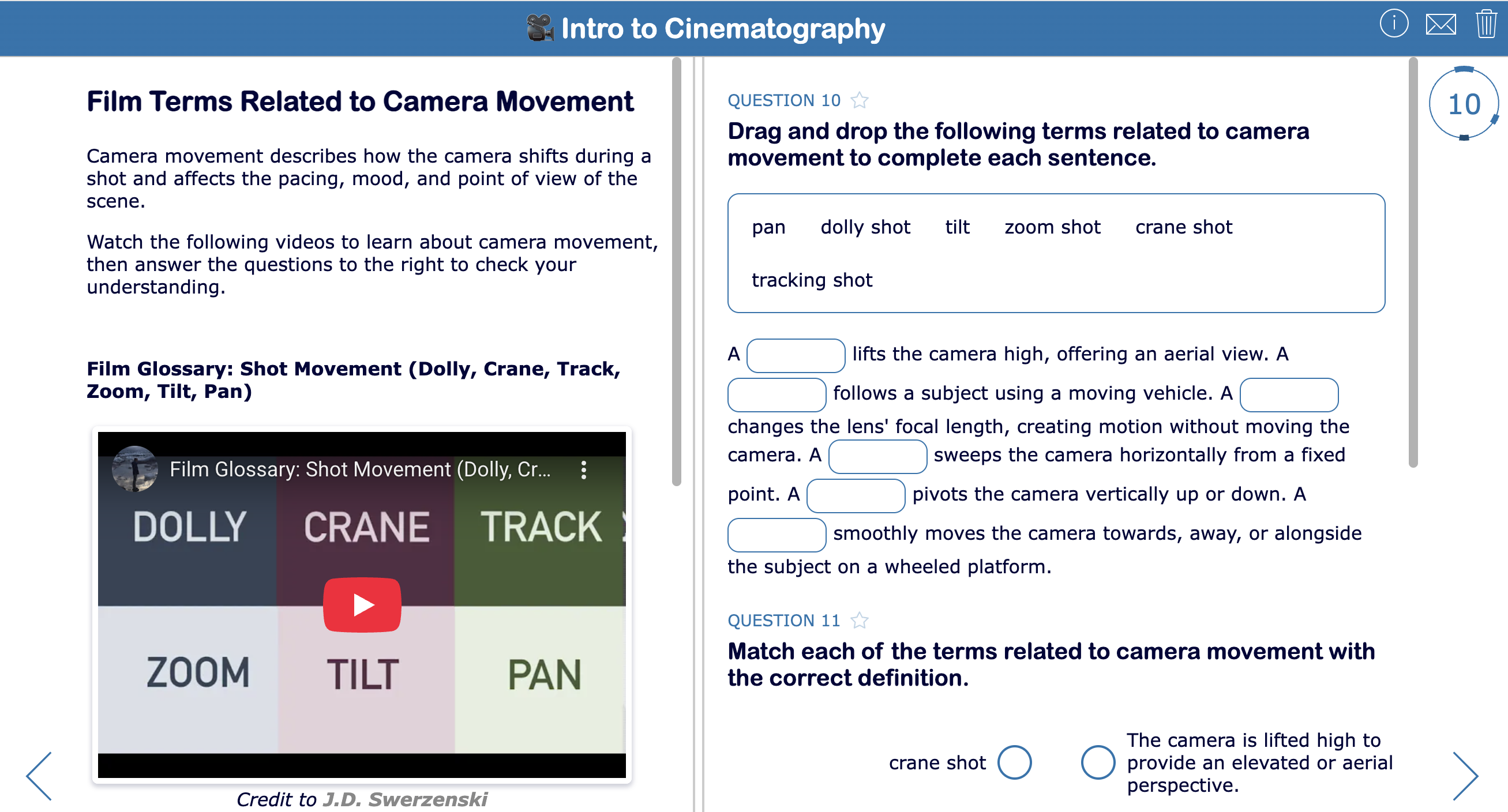 Introduction to Cinematography Quiz