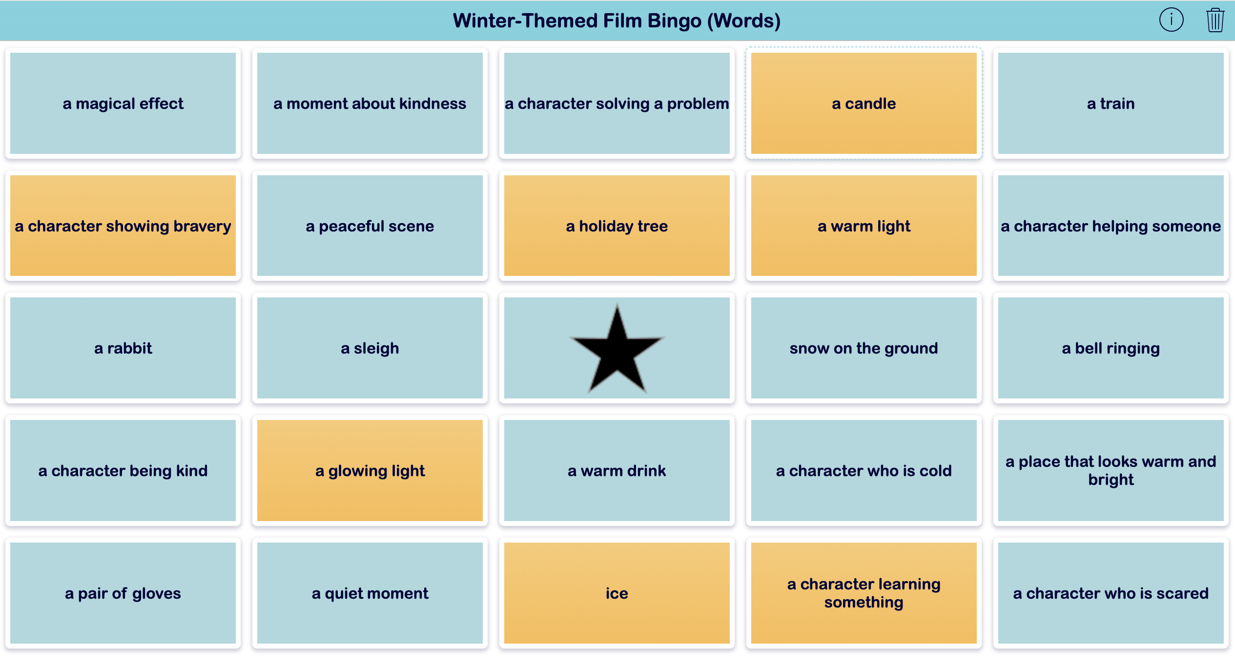 Winter Word Bingo