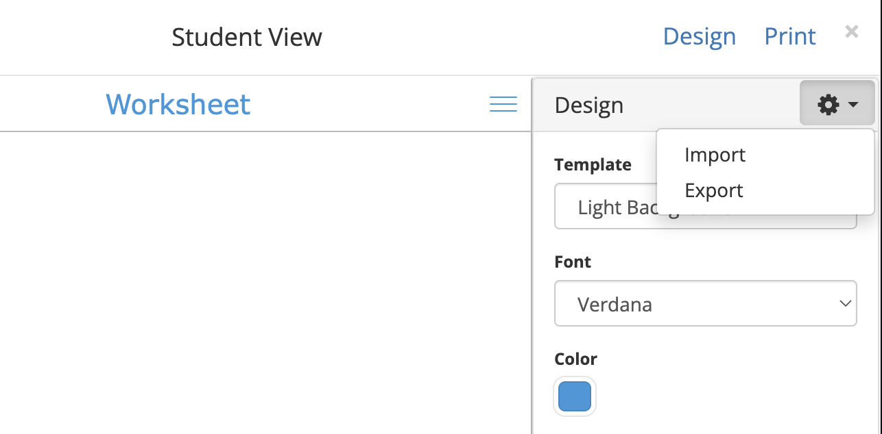 Import & export design in BookWidgets