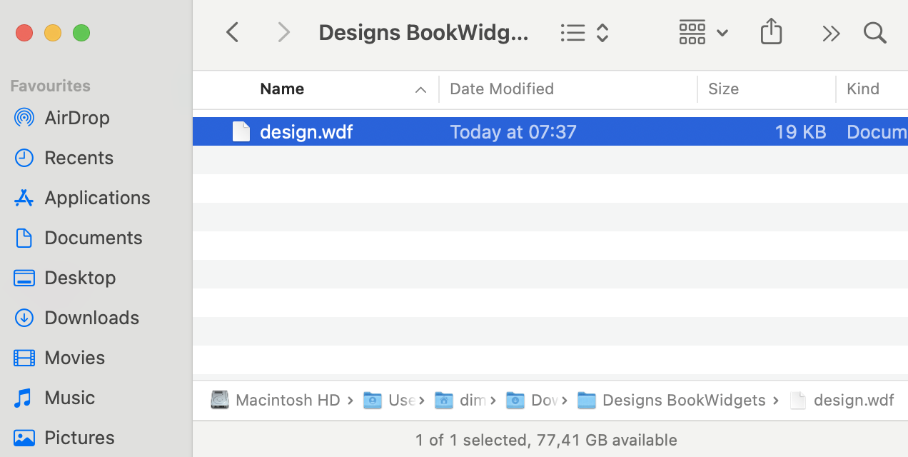 Interface for selecting design