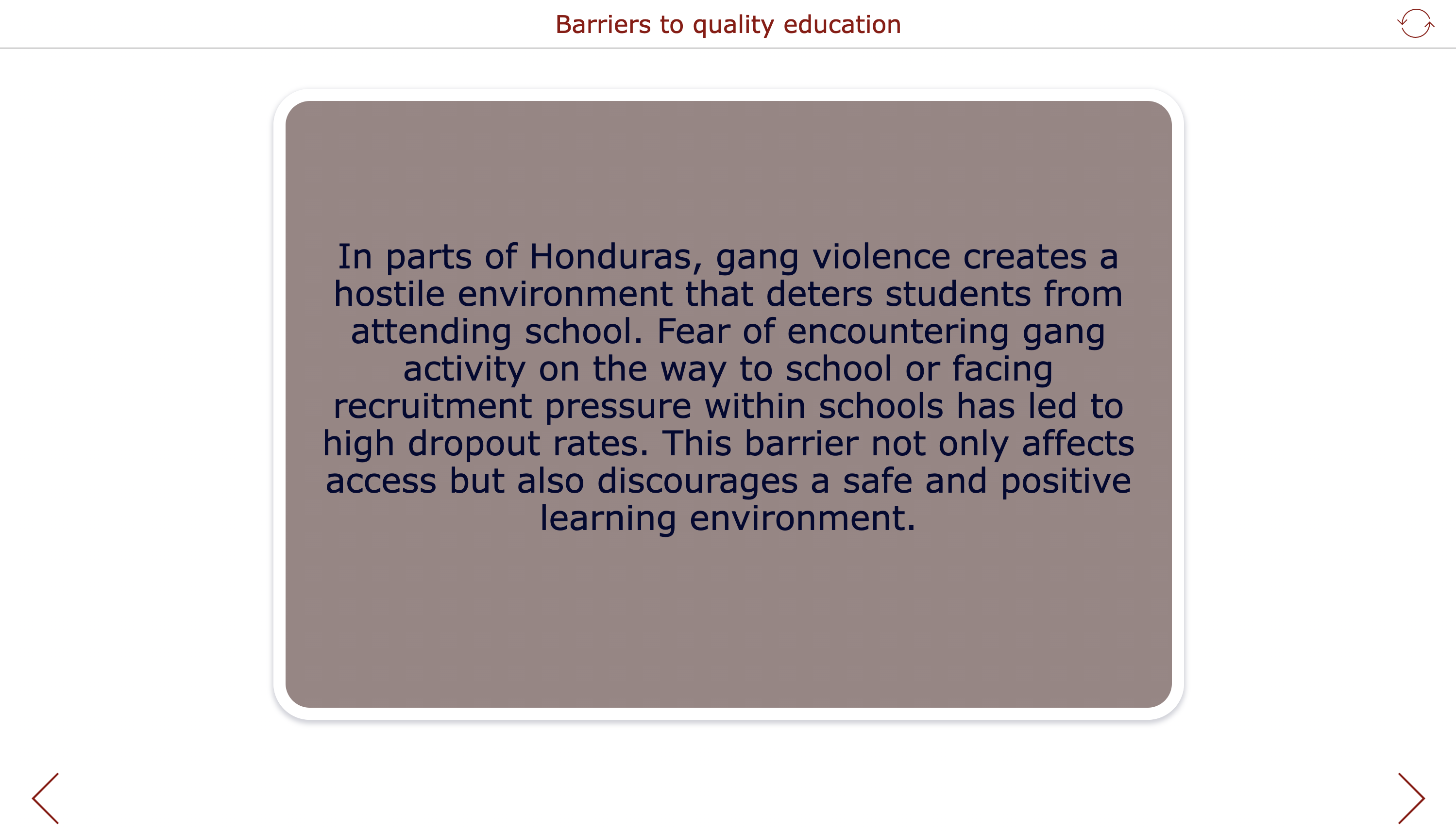 SDG 4 - Flashcards Case studies quality education barriers