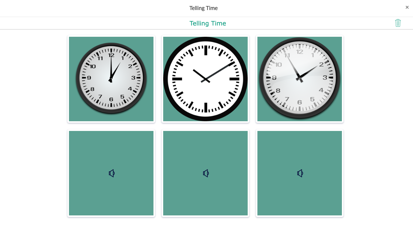 Time Matching pair game to practice telling time