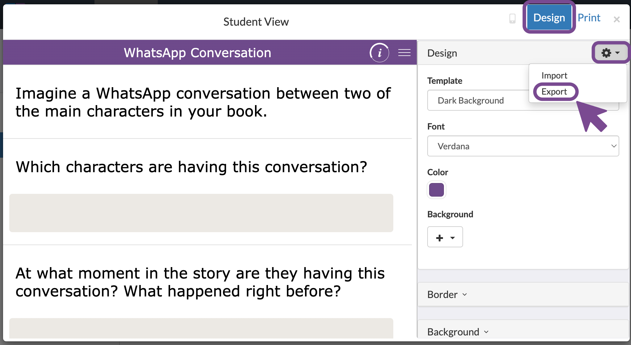 BookWidgets Design export
