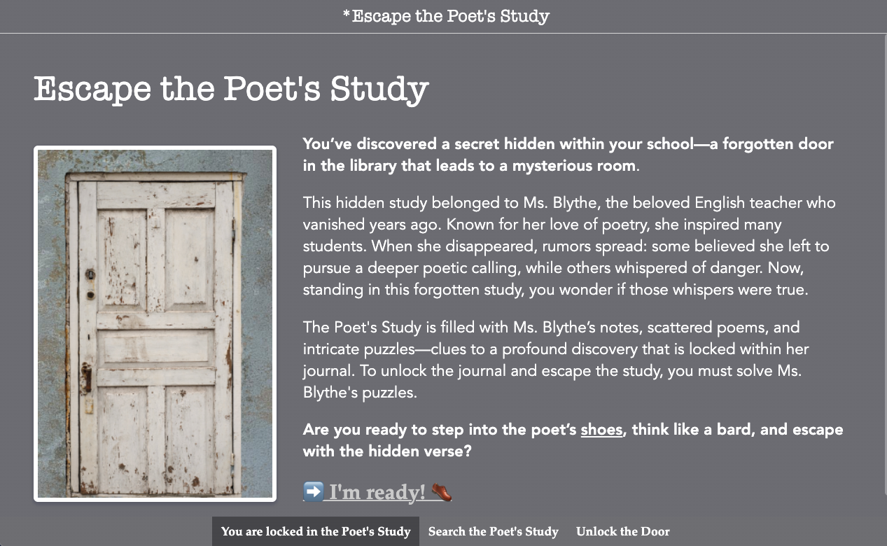 Escape the Poet’s Study - Themed lesson plan for teaching languages