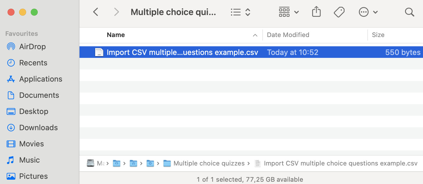 Interface for selecting from which file to import