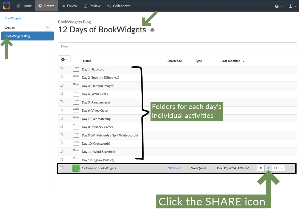 12 Days of BookWidgets Folder