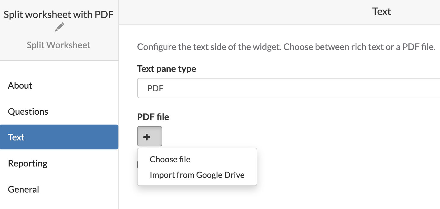 PDF Import in Split worksheet