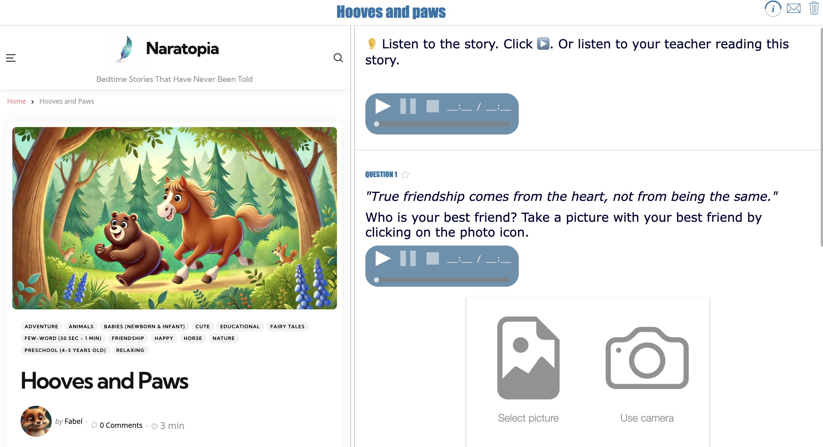 Digital reading comprehension lesson
