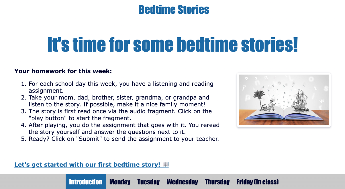 Bedtime Stories - Themed lesson plan for teaching languages