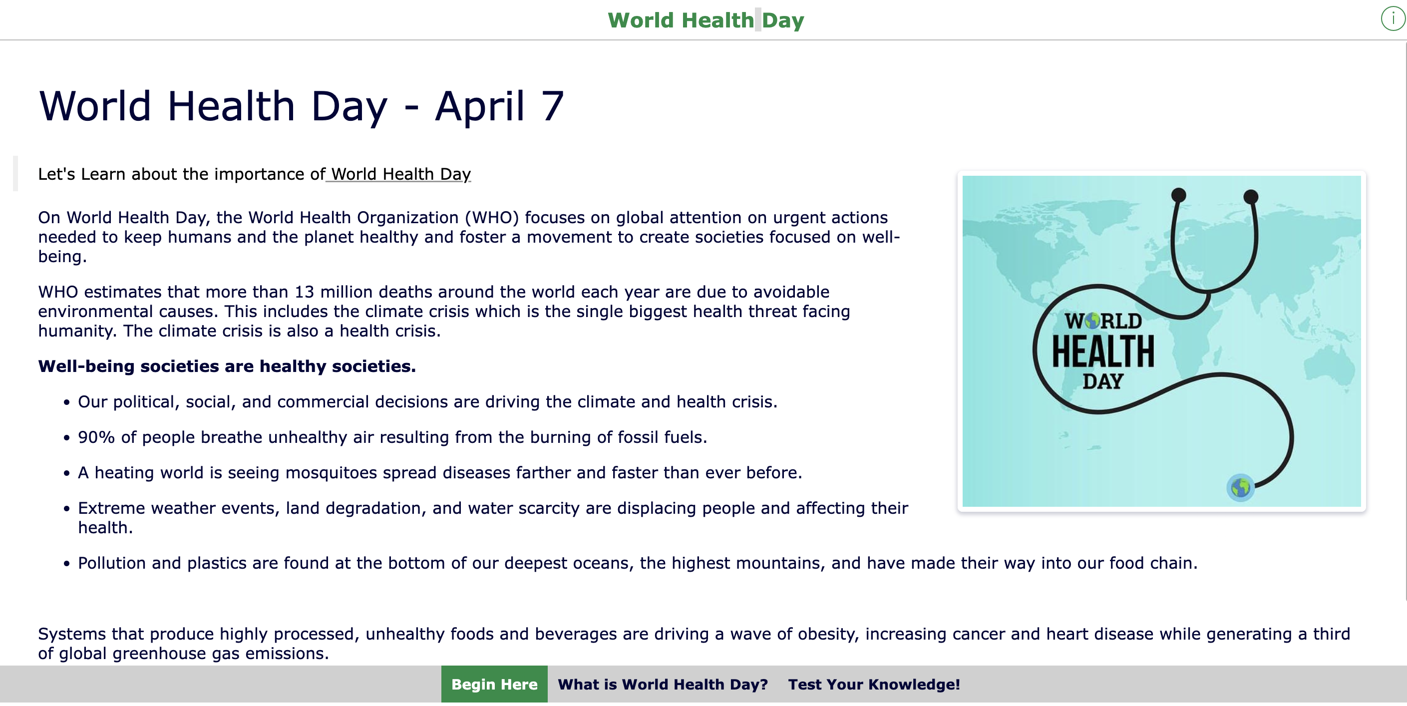 World health day digital lesson plan for SDG 3