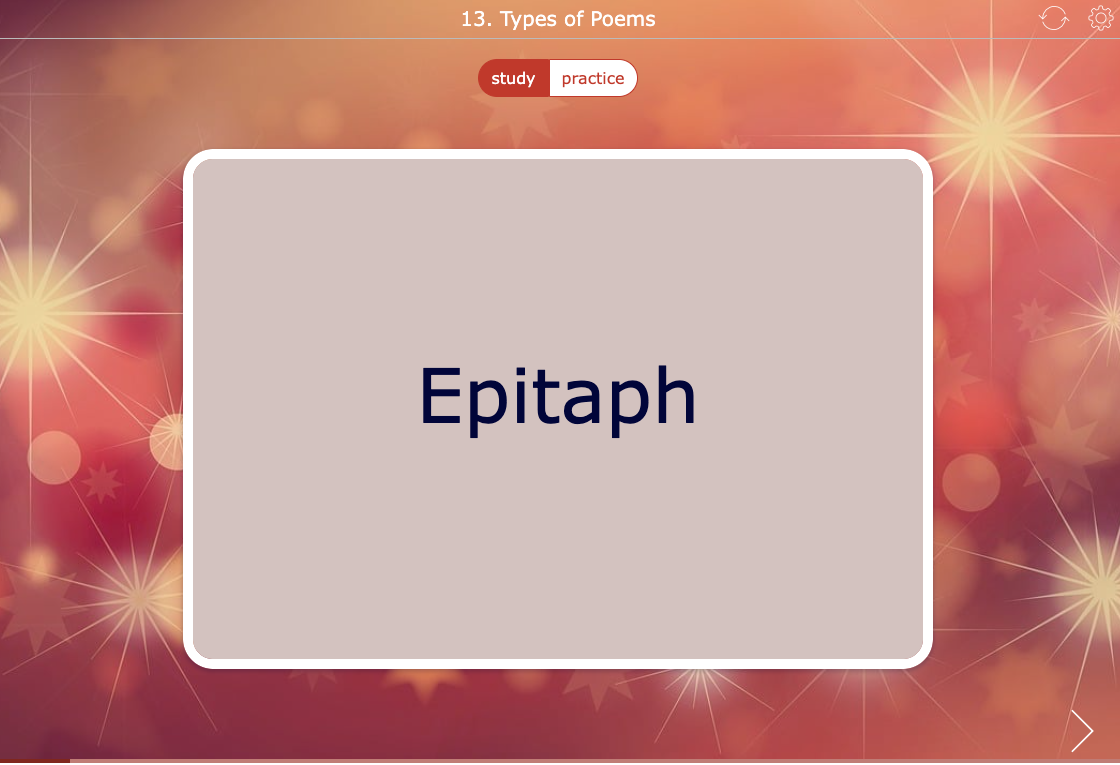 Flashcard activity introducing various poetic forms and structures