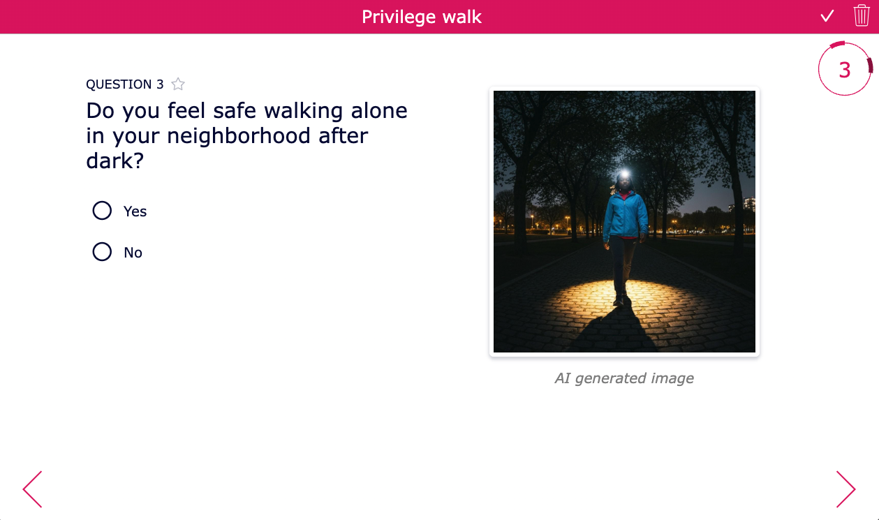 Privilege walk classroom quiz SDG 10