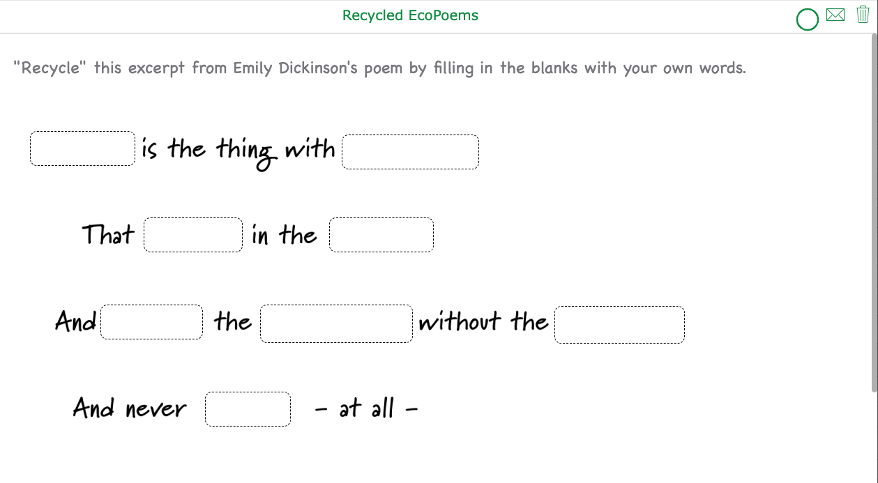 Fill-in-the-blank poetry writing activity with annotate picture interaction